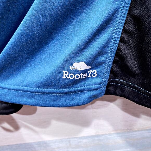 Roots Canada 1/4 Zip Performance Jersey Tech Pullover Blue Black Womens XL - Picture 6 of 8